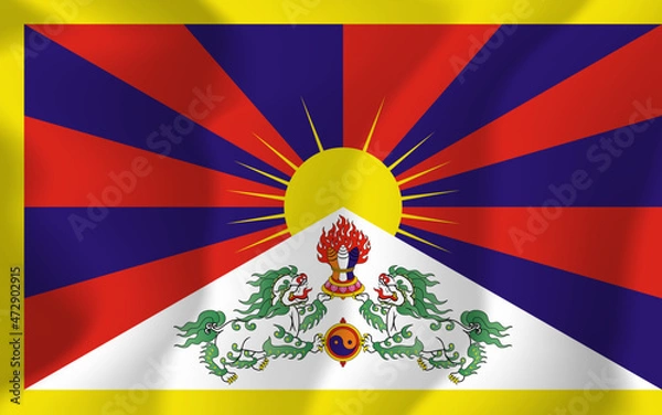 Fototapeta Tibet national flag soft waving background illustration