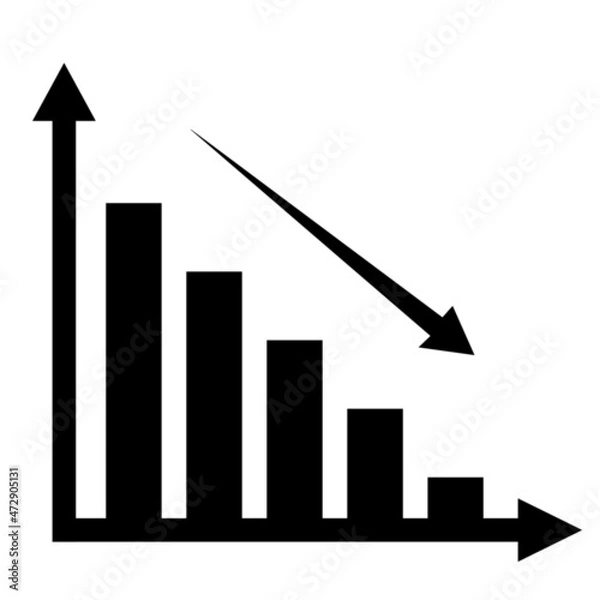 Obraz Down chart icon. Suitable for mathematical data purposes as well as financial and business data