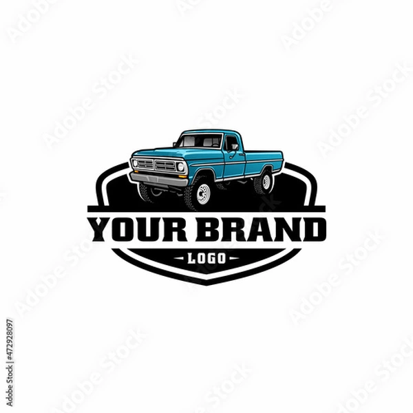 Fototapeta retro pick up truck illustration logo vector