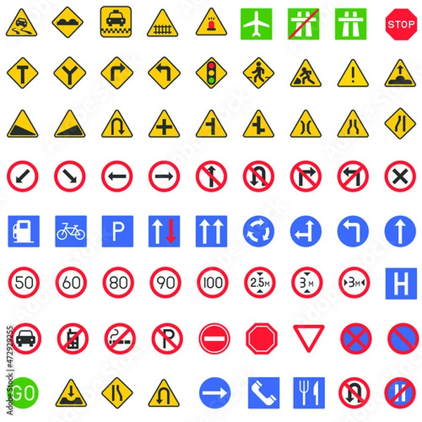 Obraz Traffic signals new flat vector icon collection set