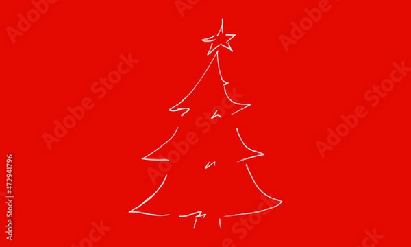 Obraz White x-mas tree on red background