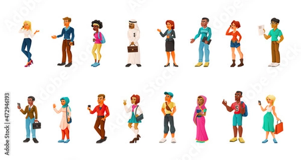 Fototapeta Diversity Cartoon Characters Collection