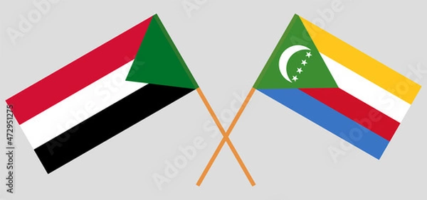 Obraz Crossed flags of the Sudan and the Comoros. Official colors. Correct proportion