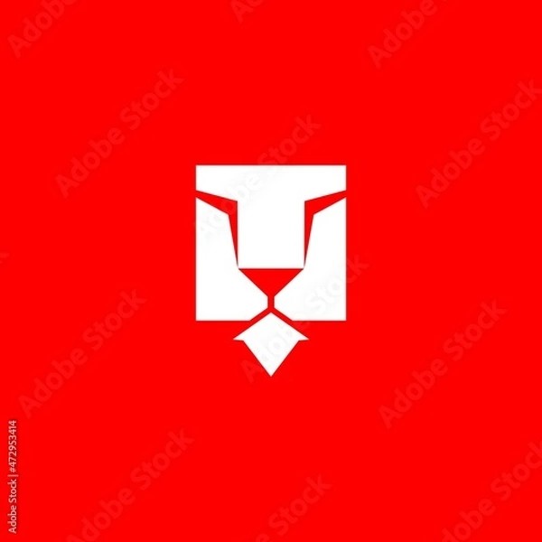 Fototapeta logo combination between rectangle and lion head