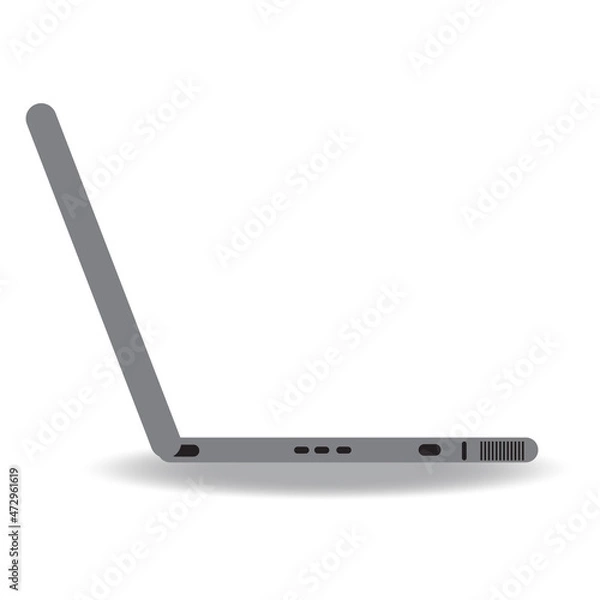 Fototapeta home elements open laptop side view flat style