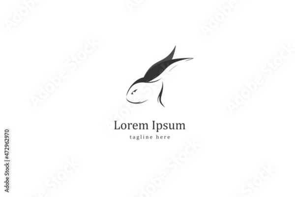 Obraz Simple Rabbit Head White Black Silhouette Logo Design Vector