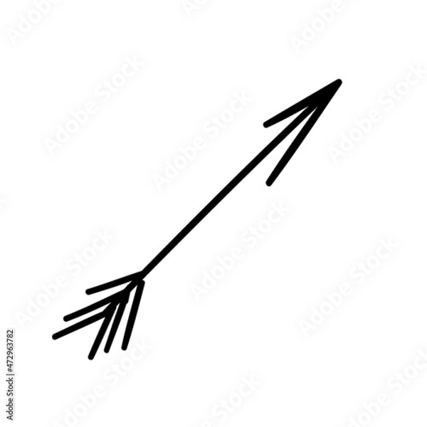 Fototapeta black direct arrow. doodle vector element. handdraw elementary