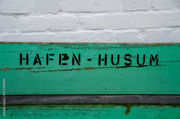 Obraz Weiss-Mintgrün Steinwand mit Schrift