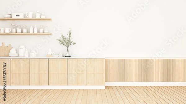 Fototapeta Pantry and kitchen design image for property delvelopment. 3D Illustration