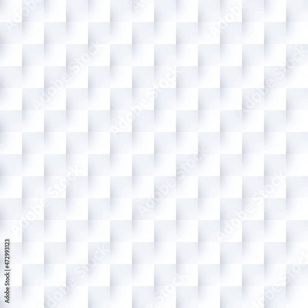 Obraz Abstract and modern geometric background with white and light gray squares. 3d effect. Seamless pattern.