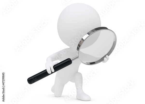 Obraz 3d humanoid character with a magnifier