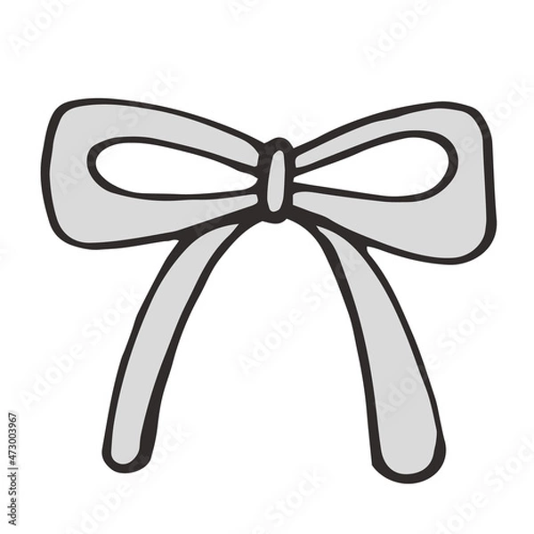 Fototapeta New year hand-drawn black and white bow element illustration