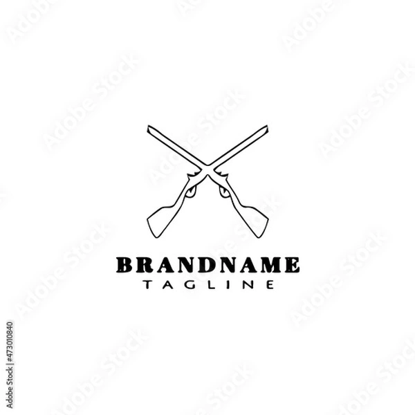 Fototapeta crossed gun logo cartoon design template icon cute isolated vector illustration