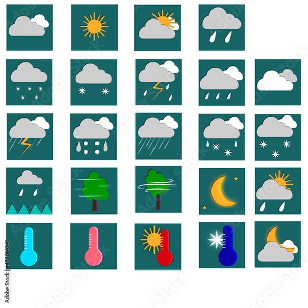 Obraz weather icons set