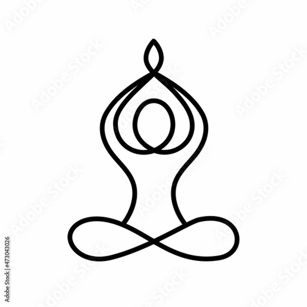 Fototapeta Yoga icon isolated on white background. Vector yoga woman logotype in line style. Outline design symbol.
