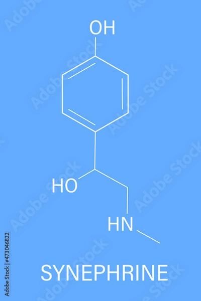 Obraz Synephrine herbal stimulant molecule. Present in several Citrus species. Skeletal formula.