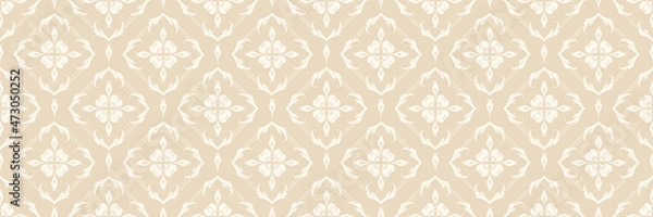 Fototapeta Seamless pattern in vintage style on beige background. Vector image