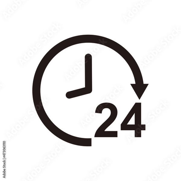 Obraz round up to 24 hours customer service icon, 24 hour helpline