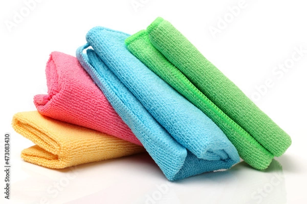 Obraz microfiber cleaning cloth on white background