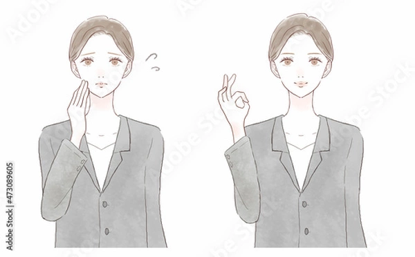 Obraz 困っている女性のビフォーアフター