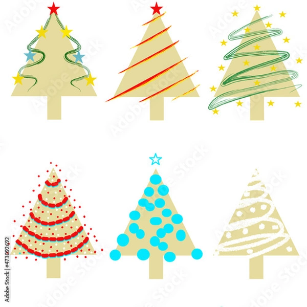 Fototapeta set of christmas trees