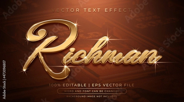 Obraz Richman text, shine gold editable text effect style