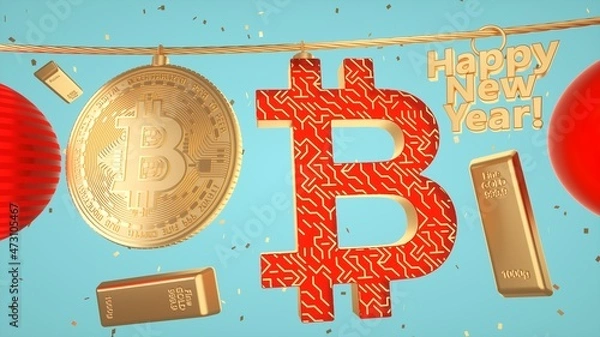 Obraz christmas background with bitcoin