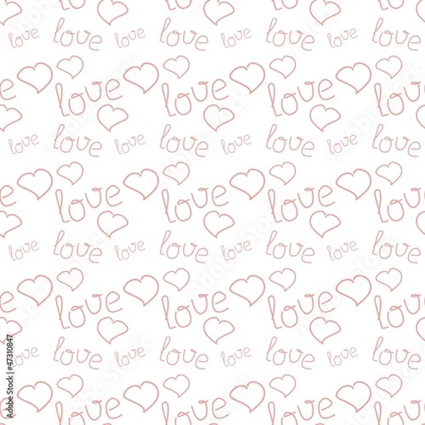 Fototapeta seamless background with hearts and words