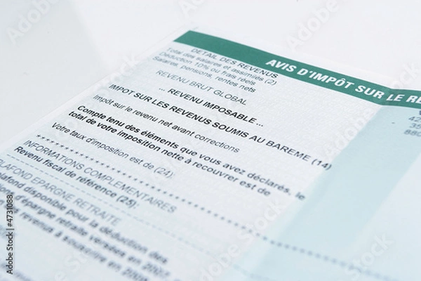 Obraz Avis d'imposition