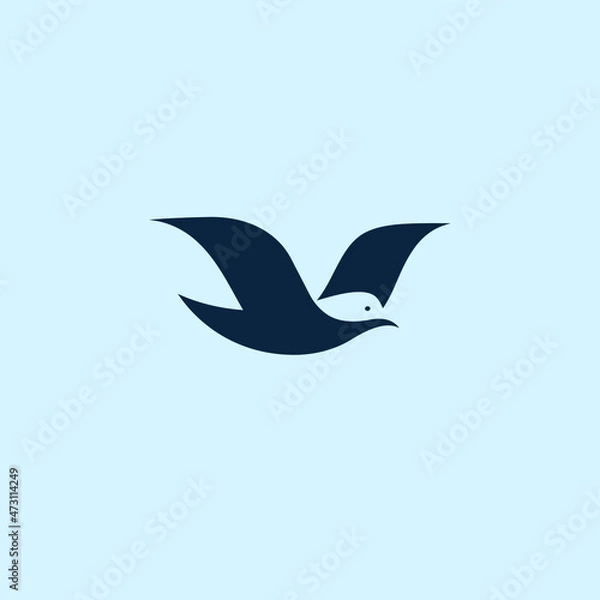 Fototapeta Bird Logo design vector template - Negative space style.