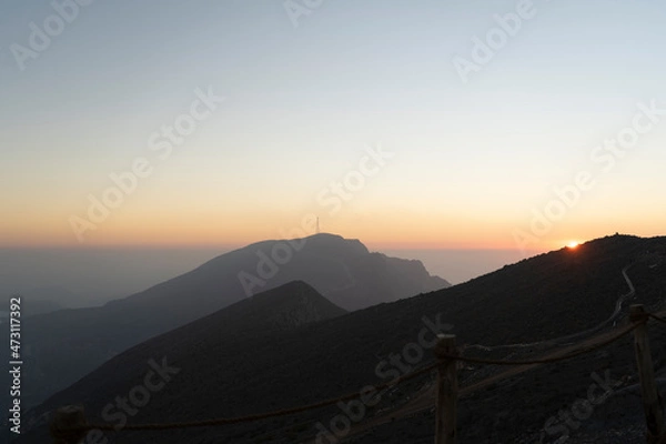 Fototapeta Sunset in Jebel Jais Mountains