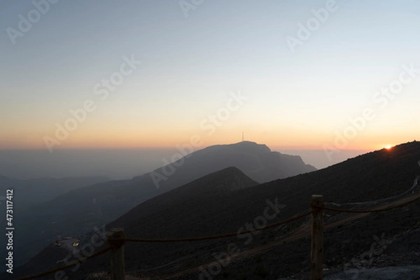 Fototapeta Sunset in Jebel Jais Mountains