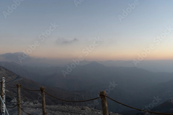 Fototapeta Sunset in Jebel Jais Mountains