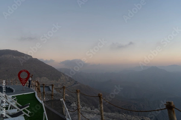 Fototapeta Sunset in Jebel Jais Mountains