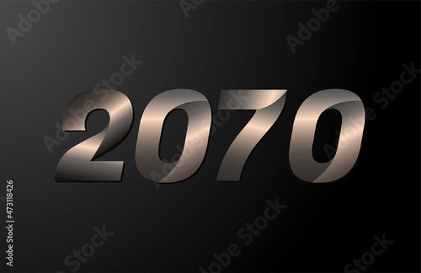 Fototapeta 2070 year logotype, 2070 new year vector isolated on black background