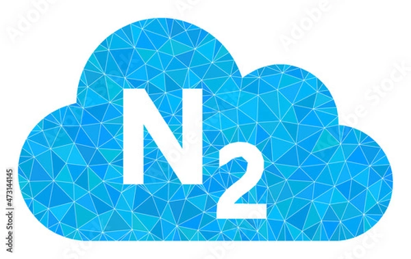 Fototapeta Low-poly nitrogen gas icon illustration is constructed with chaotic filled triangles. Triangulated nitrogen gas polygonal 2d vector illustration. Nitrogen Gas icon is filled with triangles.