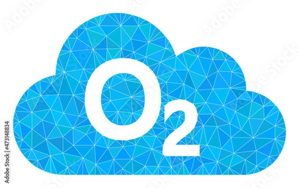 Fototapeta Low-poly oxygen gas icon illustration is combined from randomized filled triangles. Triangulated oxygen gas polygonal icon vector illustration. Oxygen Gas icon is filled with triangles.