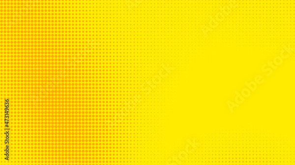 Fototapeta Dots halftone yellow orange color pattern gradient texture with technology digital background. Dots pop art comics with summer background.