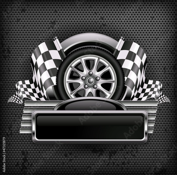 Obraz Racing emblem on black & text