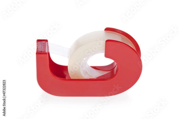 Fototapeta Clear tape dispenser isolated on a white background.