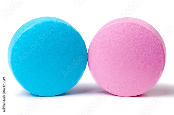 Obraz Pink and blue pills macro