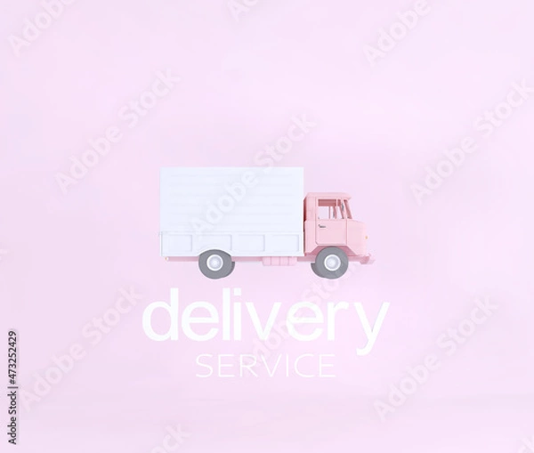 Fototapeta 3D Online express delivery service concept, fast response delivery by courier Pickup, Delivery, Online Shipping Services. 3d Rendering. 