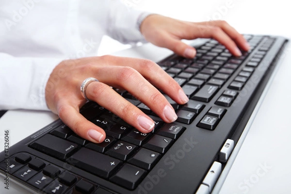 Fototapeta Hand with a computer mouse.