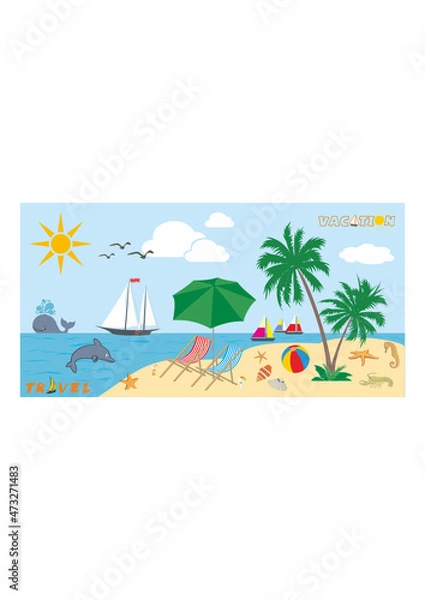 Fototapeta Vector summer design elements