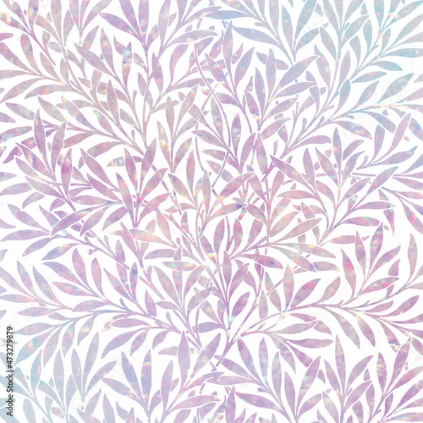 Fototapeta Vintage floral holographic vector pattern remix from artwork by William Morris