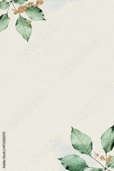 Fototapeta Foliage pattern on marble textured background