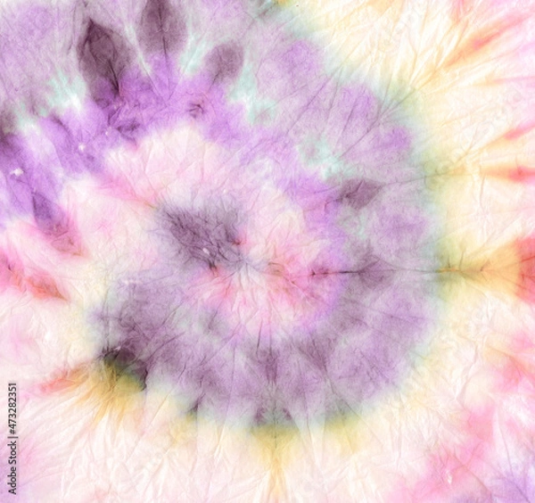 Obraz Coral Tie Dye Swirl. Tye Color Pattern. Denim