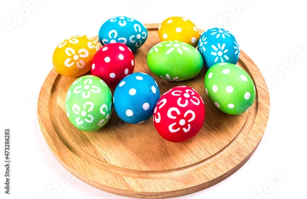 Obraz Colorful handmade easter eggs isolated on a white.