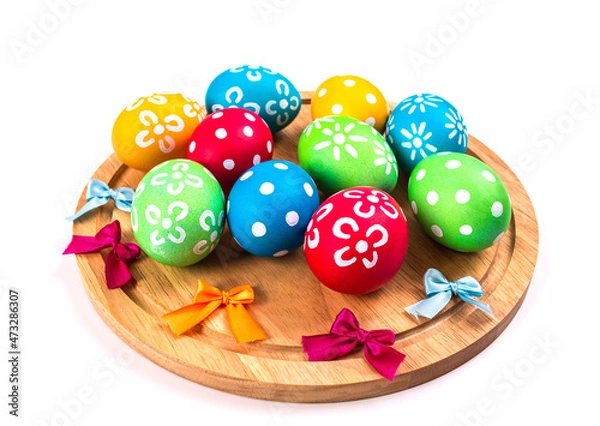Obraz Colorful handmade easter eggs isolated on a white.