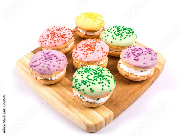 Obraz colorful handmade cakes on a white background